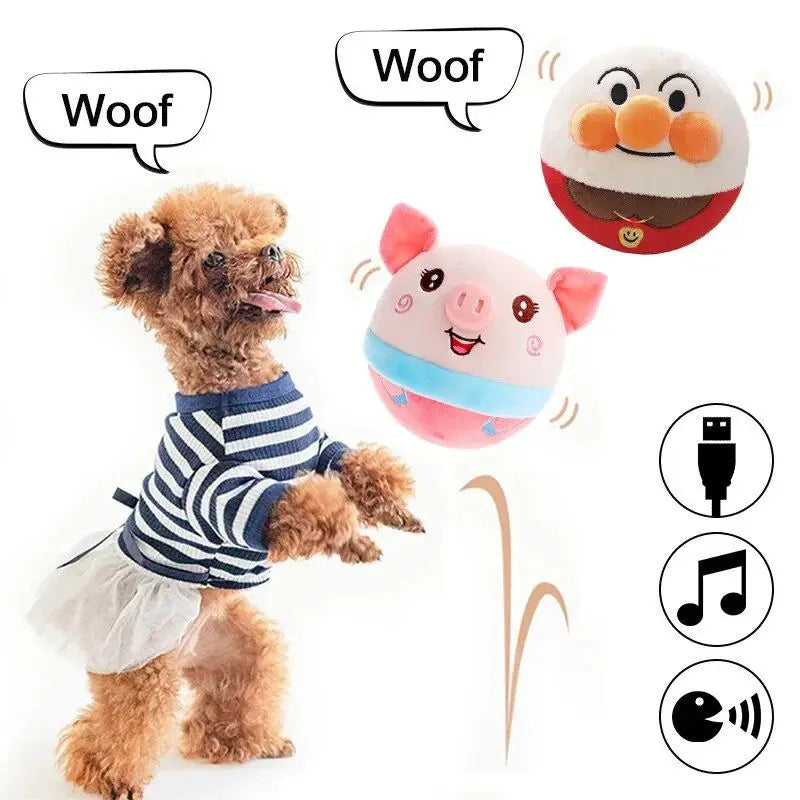 Brinquedo Interativo para Pet com Música, Vibração e Movimento - Bola Saltitante Squeaky para Cães Pequenos e Médios