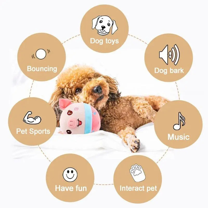 Brinquedo Interativo para Pet com Música, Vibração e Movimento - Bola Saltitante Squeaky para Cães Pequenos e Médios