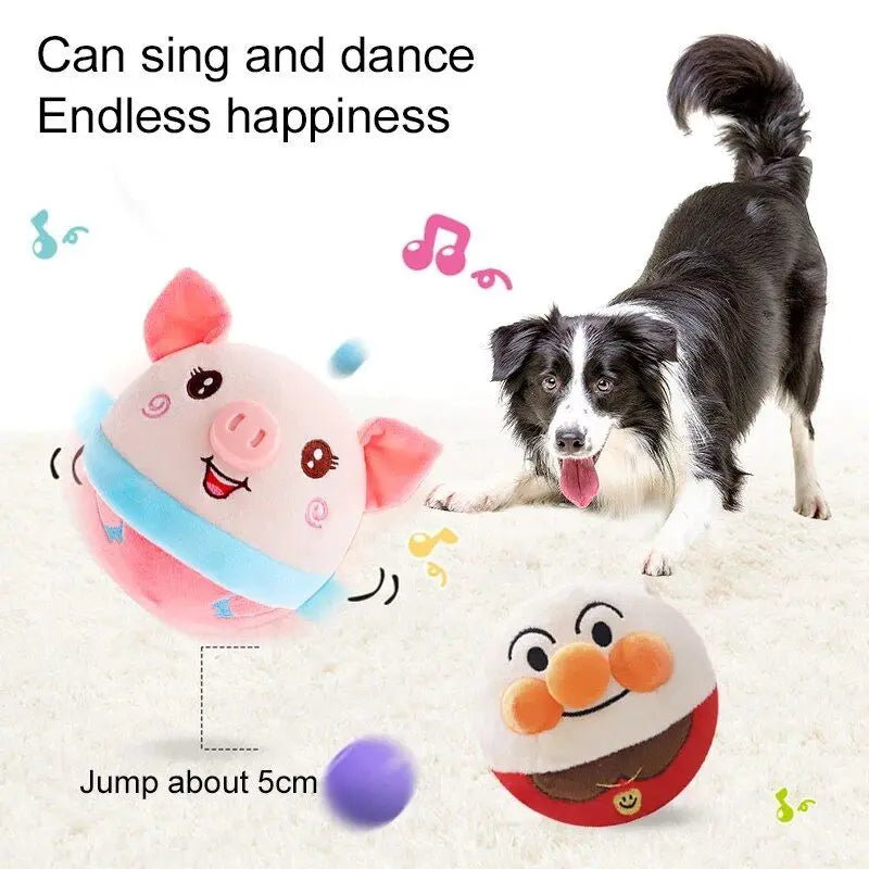 Brinquedo Interativo para Pet com Música, Vibração e Movimento - Bola Saltitante Squeaky para Cães Pequenos e Médios